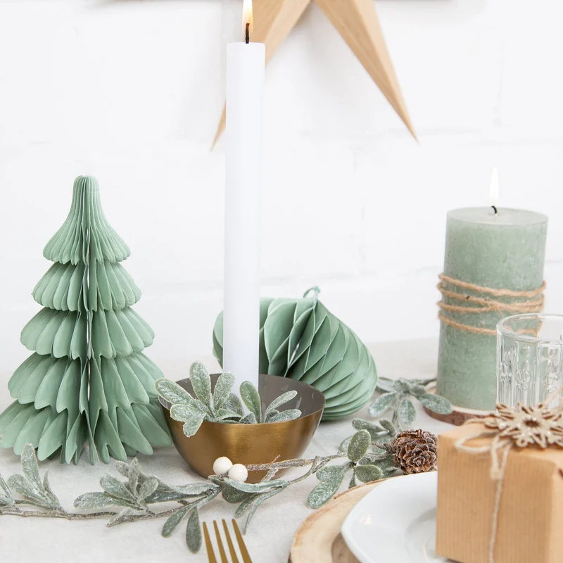 5 Wabenbälle aus Papier hellgrün edel Weihnachtsdekoration