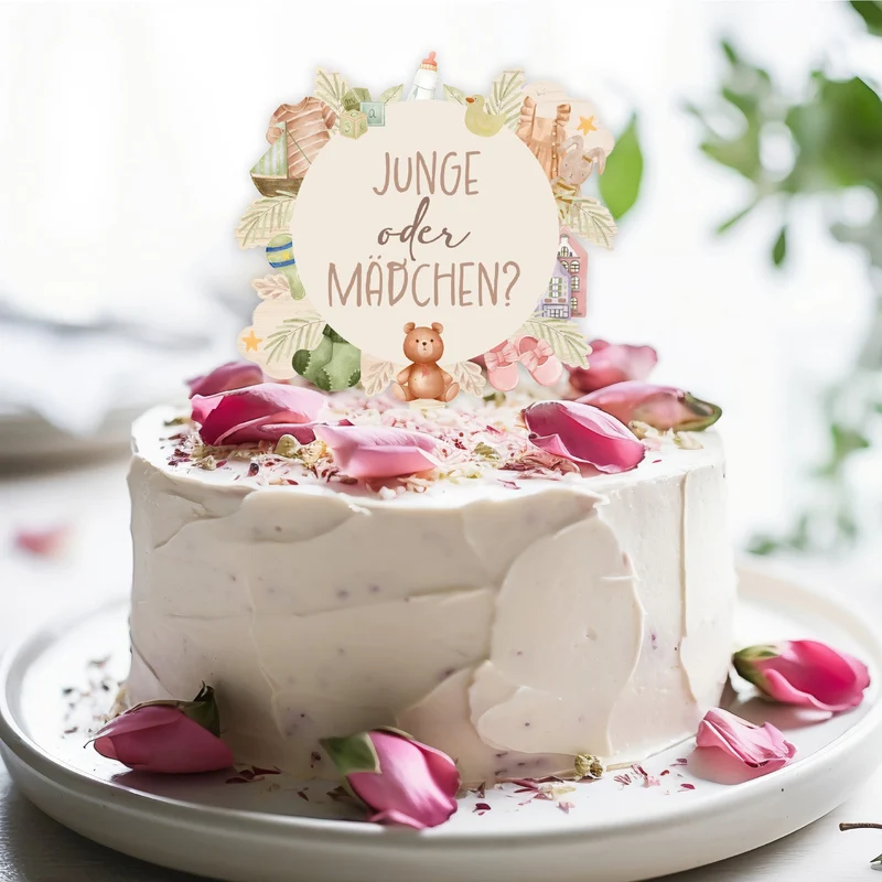 Gender Reveal Party Deko Caketopper Tortendeko für Babyparty Junge oder Mädchen