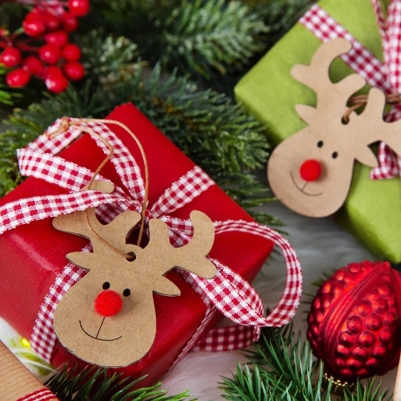 5 Rentier Anhänger Rudolph Weihnachtsdekoration 7 cm