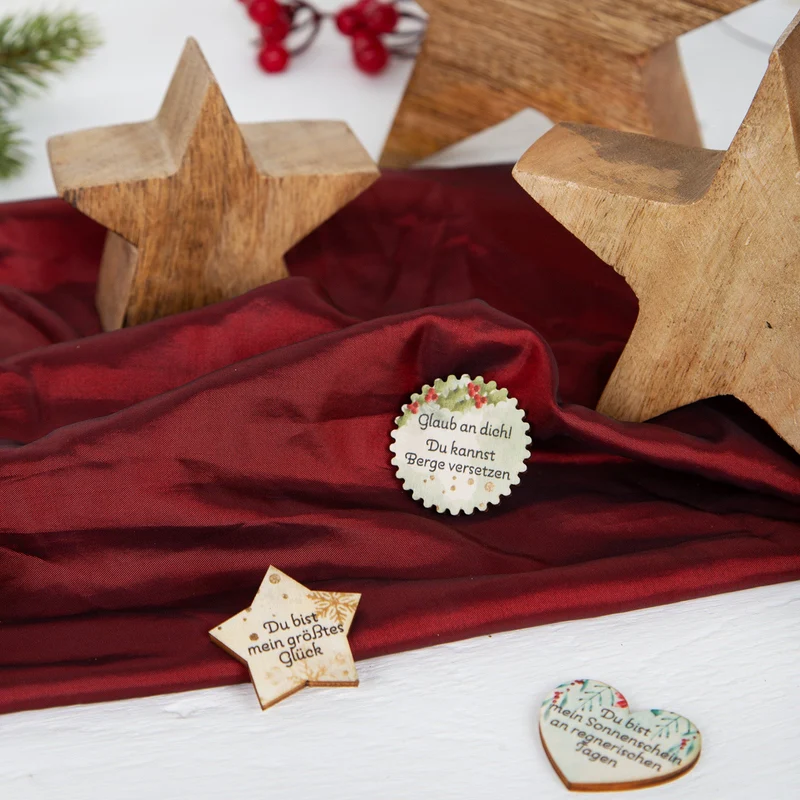 3 massive Sterne aus Holz - Weihnachtsdeko Set 10-20 cm braun