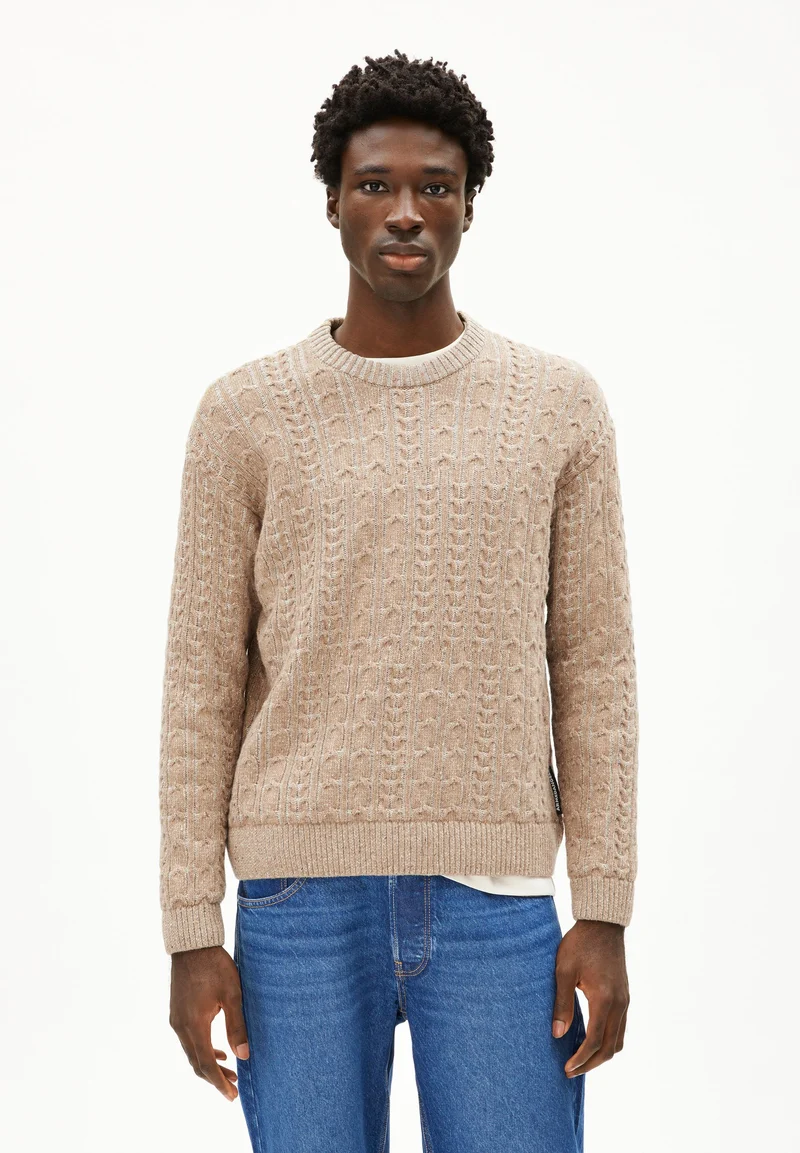 DAAKO STRICKPULLOVER | silver melange tweed-true camel