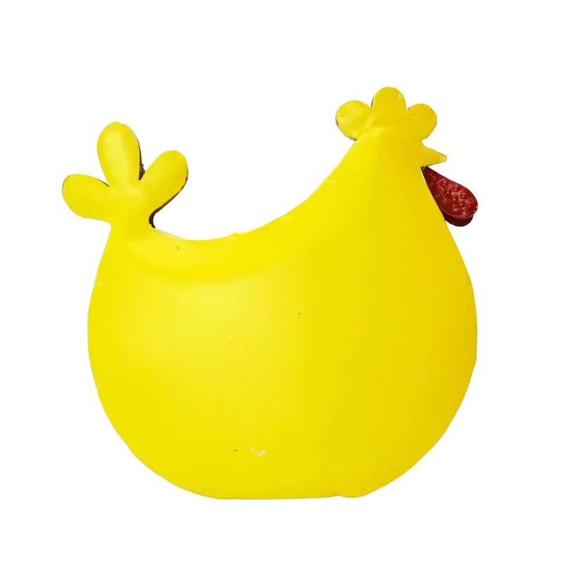 Logbuch-Verlag Metall-Henne Gelb mit Streublumen 13,5 cm – Fröhliche Osterdeko aus Metall, Frühlingsdeko zum Aufstellen für Tisch, Regal oder Fensterbrett