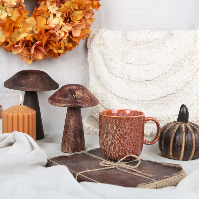2 Kürbis Figuren zum Hinstellen - Herbstdeko dunkelbraun 10-12 cm