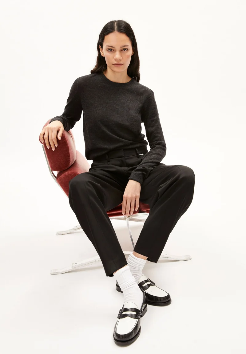 ELDIAA MERINO STRICKPULLOVER | steel melange
