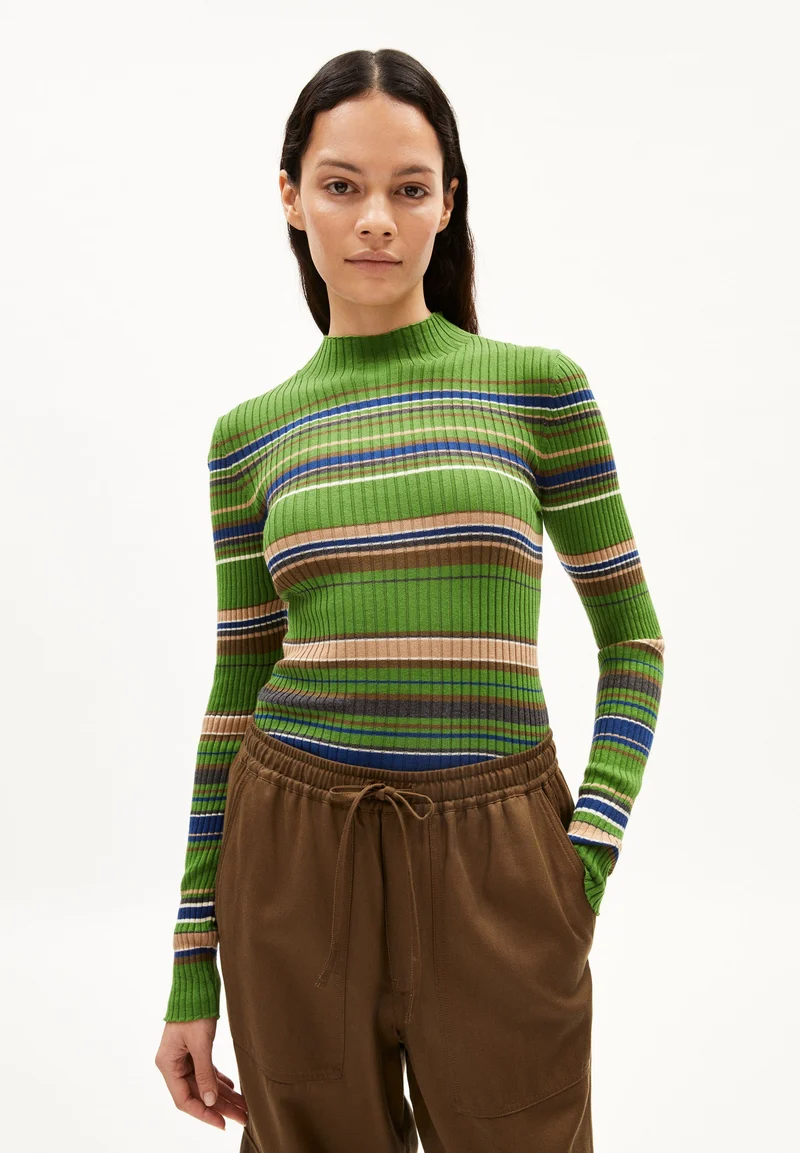 ALAANIA NEW STRIPES | ivy green-cinnamon dust