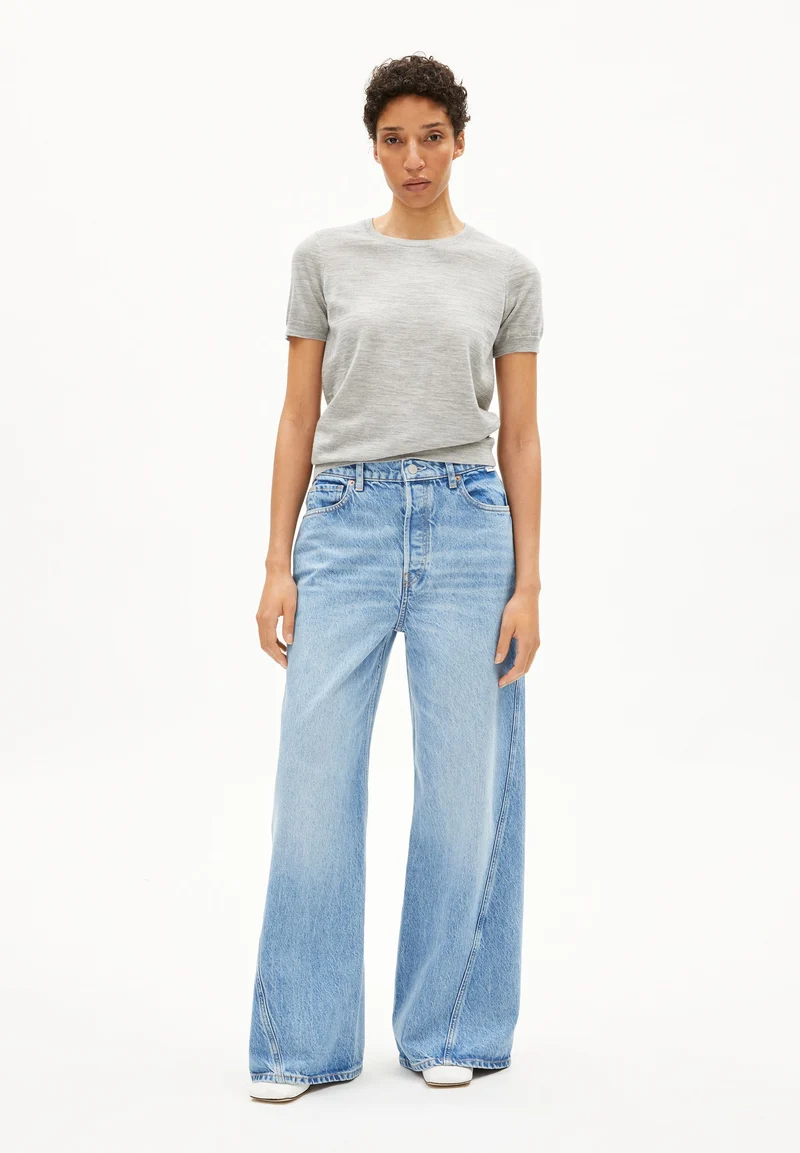 GUILIAA MERINO STRICK T-SHIRT | light grey melange
