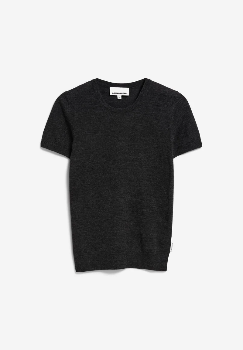 GUILIAA MERINO STRICK T-SHIRT | steel melange