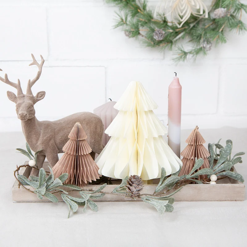 Cremefarbener Weihnachtsbaum aus Papier - Honeycomb weiß creme 18 cm