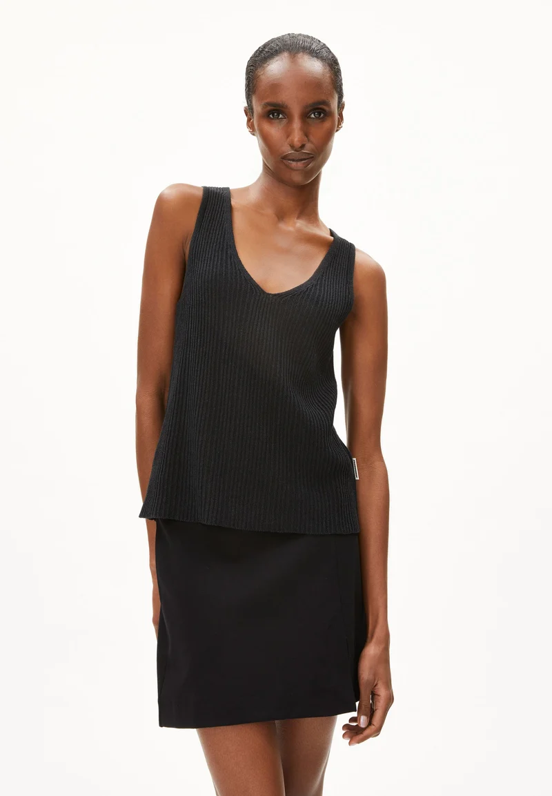 LEINEN-MIX STRICKTOP | black