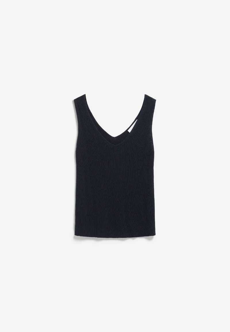 LEINEN-MIX STRICKTOP | black