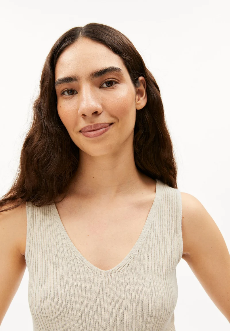LEINEN-MIX STRICKTOP | raw white