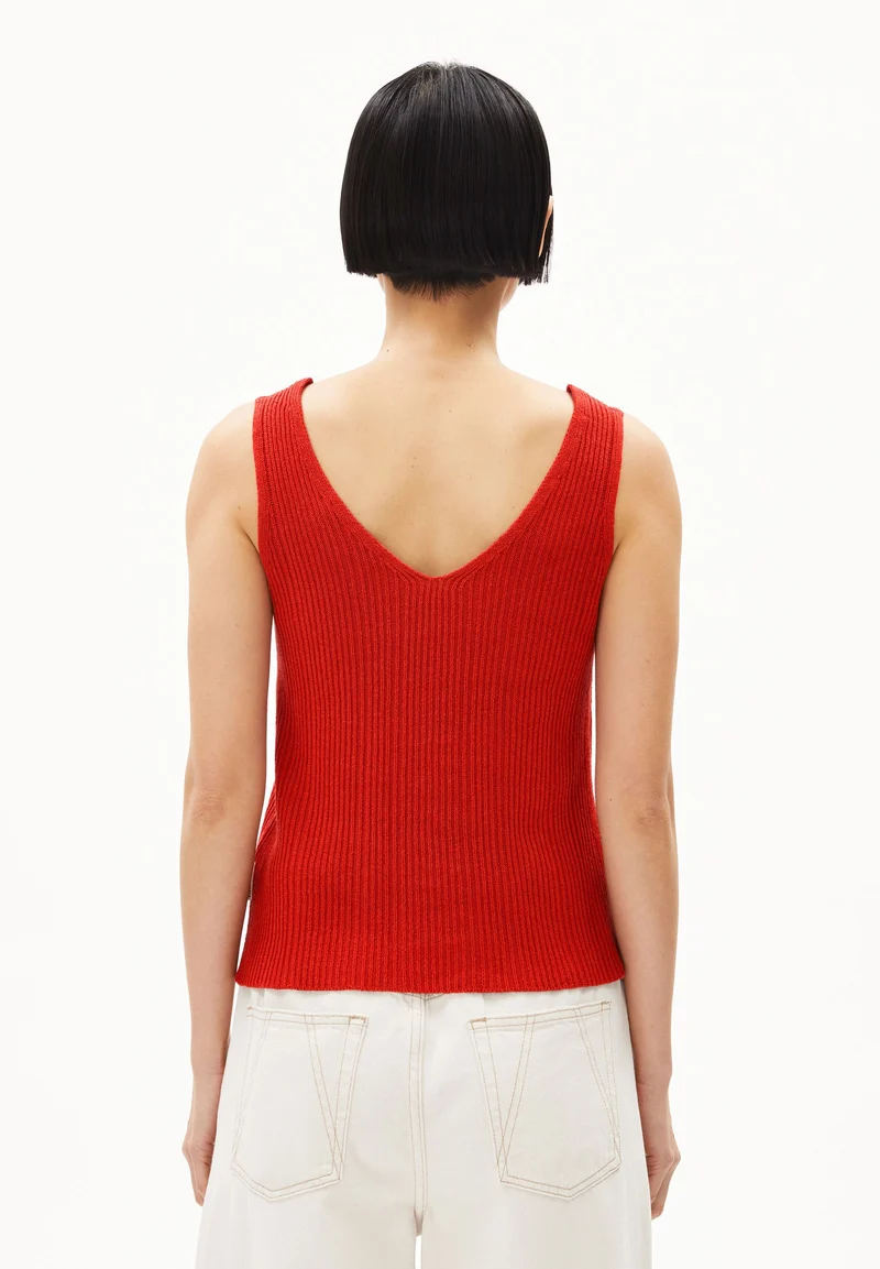 LEINEN-MIX STRICKTOP | coral blush
