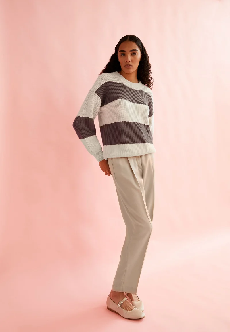 HAAYLE BLOCKSTRIPES | oatmilk-muddy water