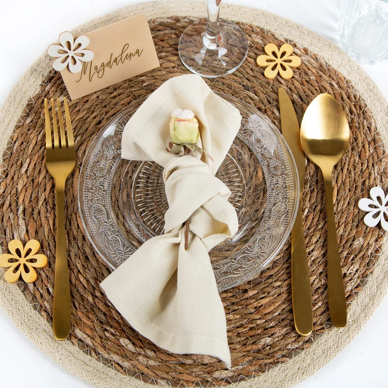 72 Holzblumen Streuteile Tischdekoration natur beige creme 4 cm