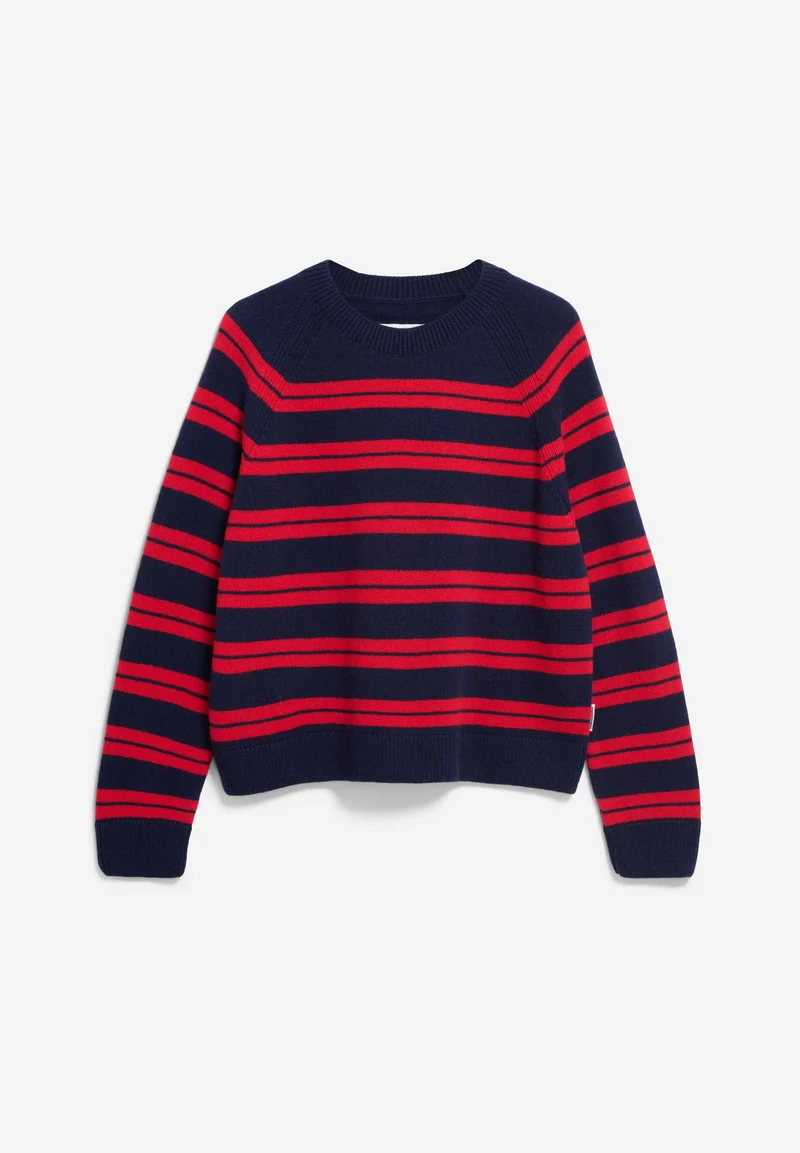 LILIRIAA FINE STRIPES STRICKPULLOVER | tinted navy-candy apple