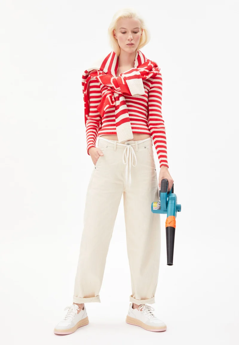 ALAANIA CREWNECK STRIPE | dark poppy-oatmilk