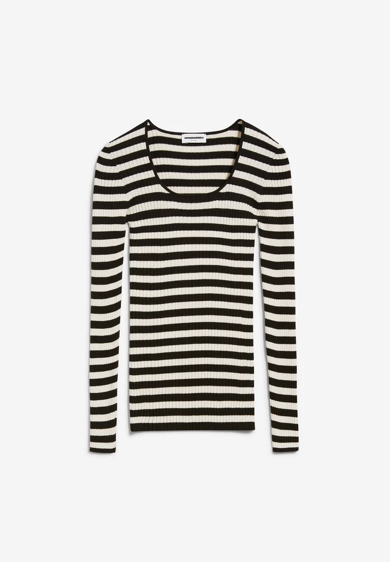 ALAANIA CREWNECK STRIPE | black-oatmilk