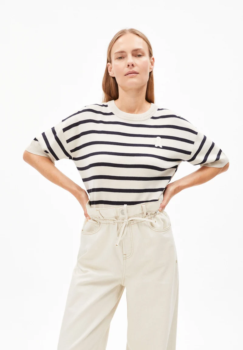 LIZAA LINO STRIPES | raw white-night sky