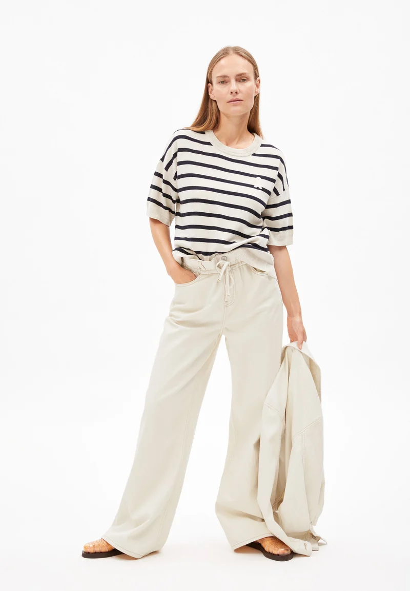LIZAA LINO STRIPES | raw white-night sky
