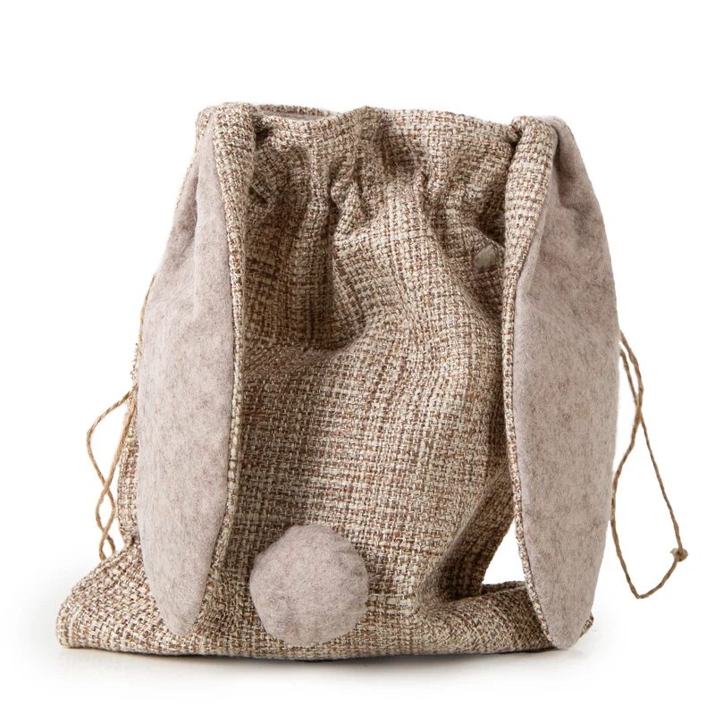 Ostersäckchen Hase zum Befüllen - Stoff natur braun Osternest für Kinder 23 x 18 cm