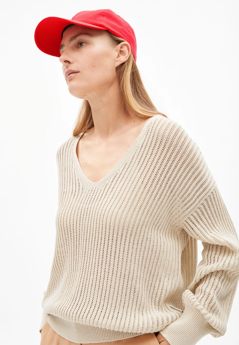 LEINEN-MIX STRICKPULLOVER | raw white