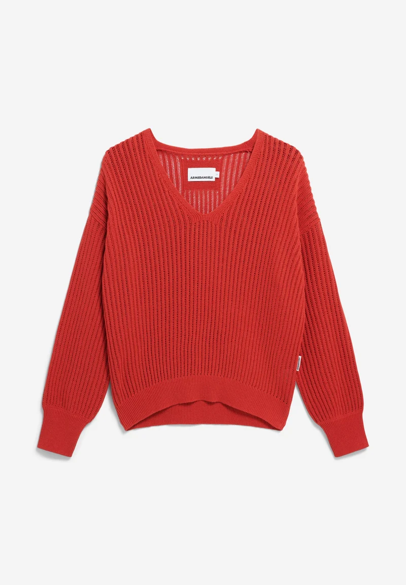 LEINEN-MIX STRICKPULLOVER | coral blush