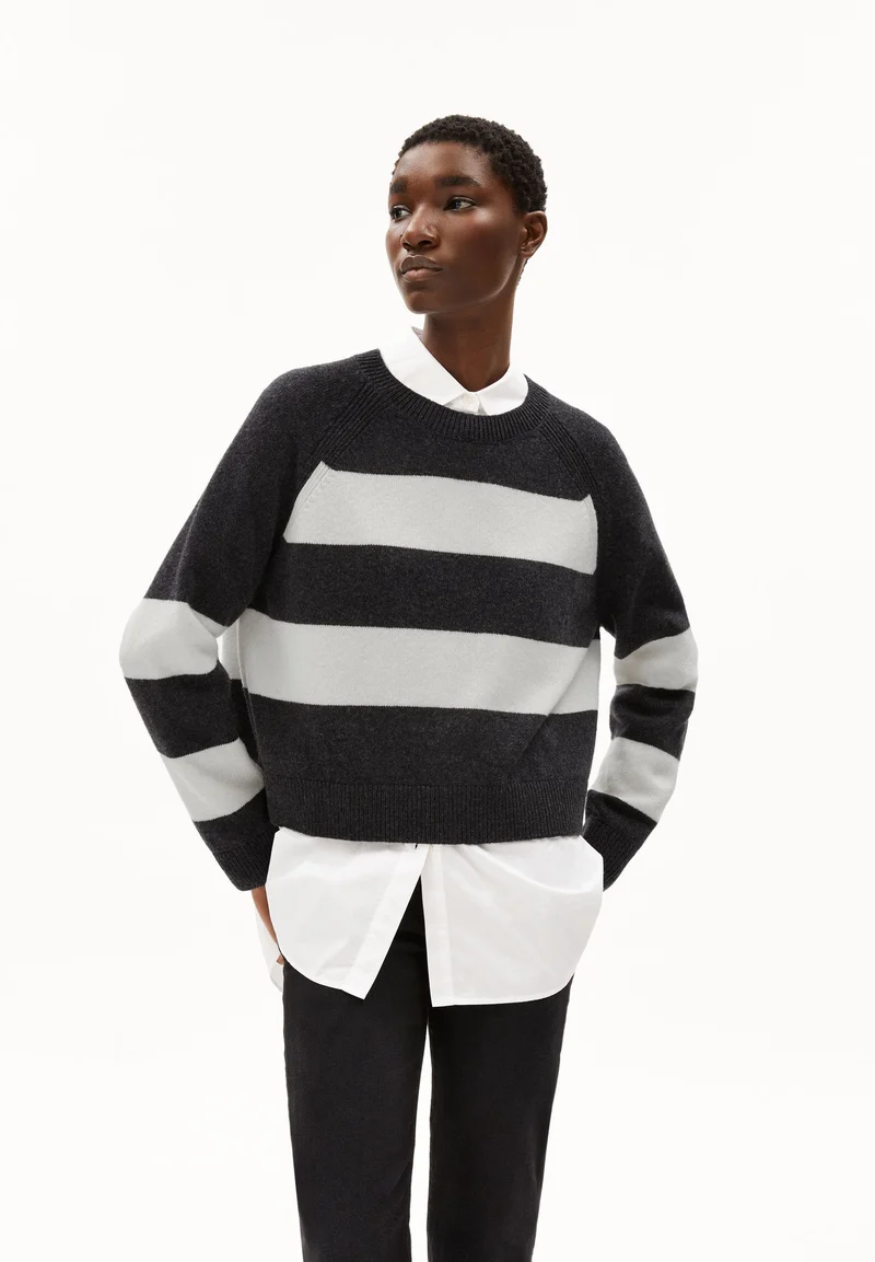 DILIRIAA STRIPES | steel melange-oatmilk