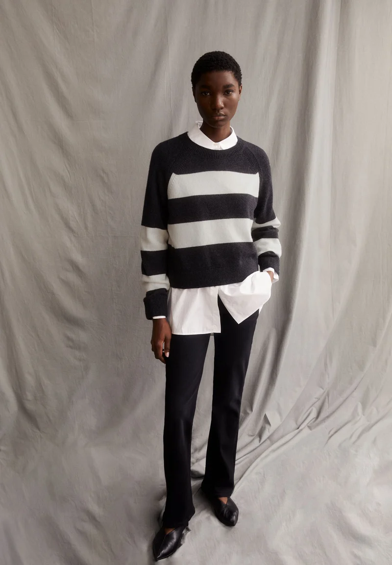 DILIRIAA STRIPES | steel melange-oatmilk