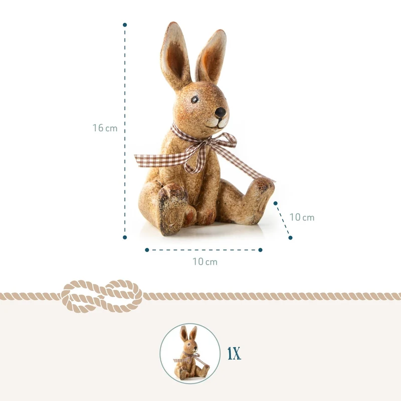 Logbuch-Verlag Keramik Hase zum Hinstellen Osterhase Figur braun Creme Osterdekoration Geschenk zu Ostern 16 cm