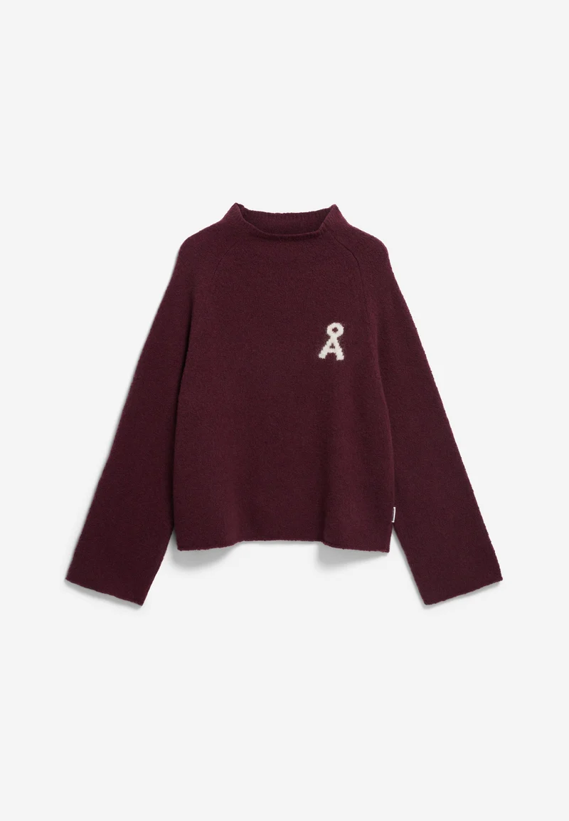 ICONIC Å BOUCLÉ-STRICKPULLOVER | dark cranberry-oatmilk