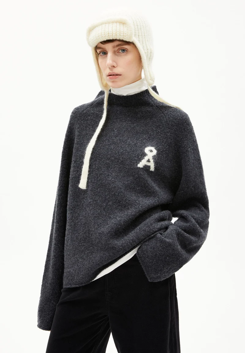 ICONIC Å BOUCLÉ-STRICKPULLOVER | steel melange-oatmilk