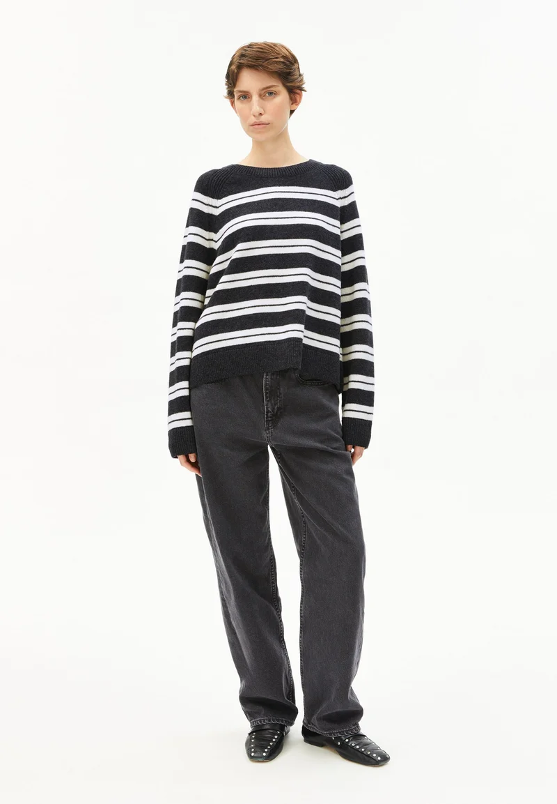 LILIRIAA FINE STRIPES STRICKPULLOVER | steel melange-oatmilk