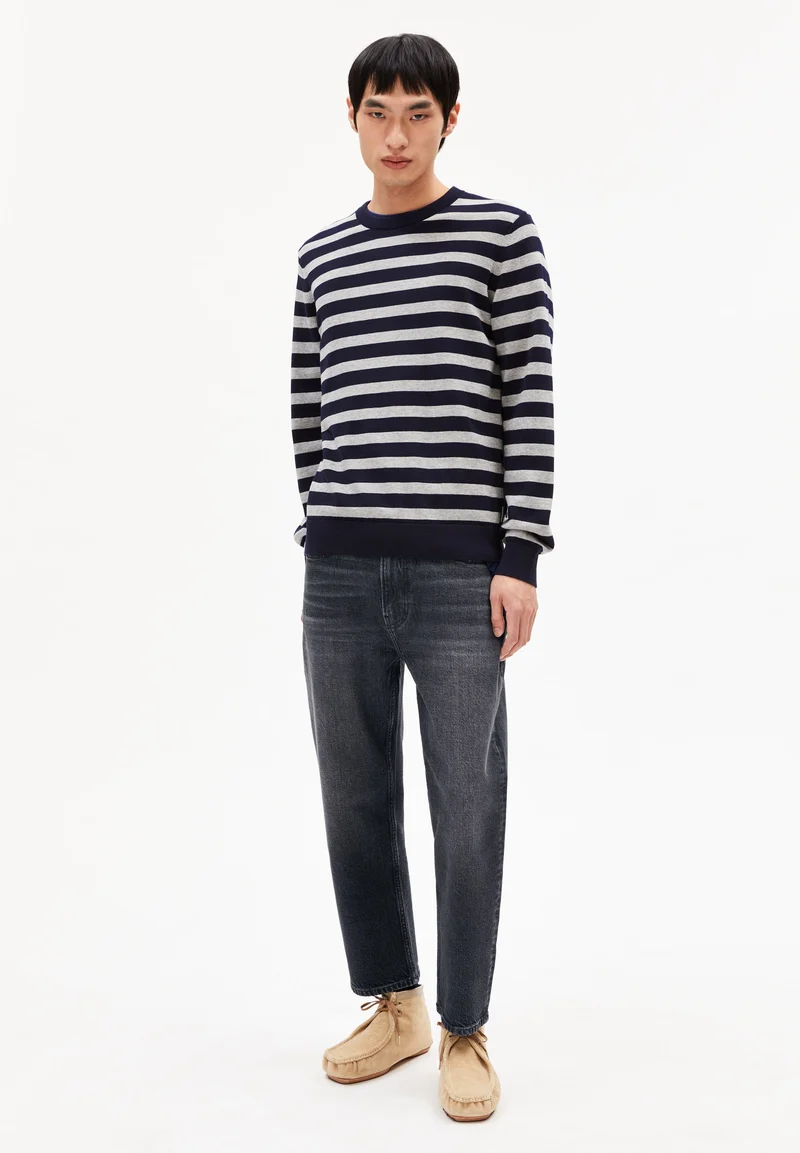 LOUKAA FINE STRIPES STRICKPULLOVER | night sky-silver melange
