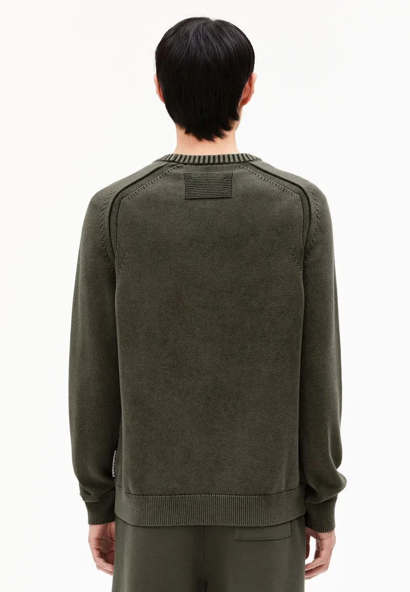 VAANJO GMT DYE STRICKPULLOVER | forest pine