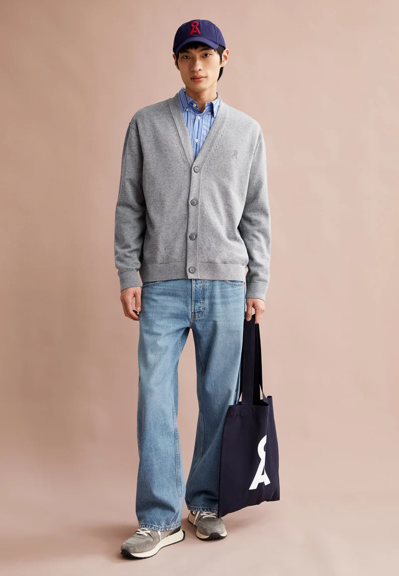 AANATOL STRICKJACKE | silver melange