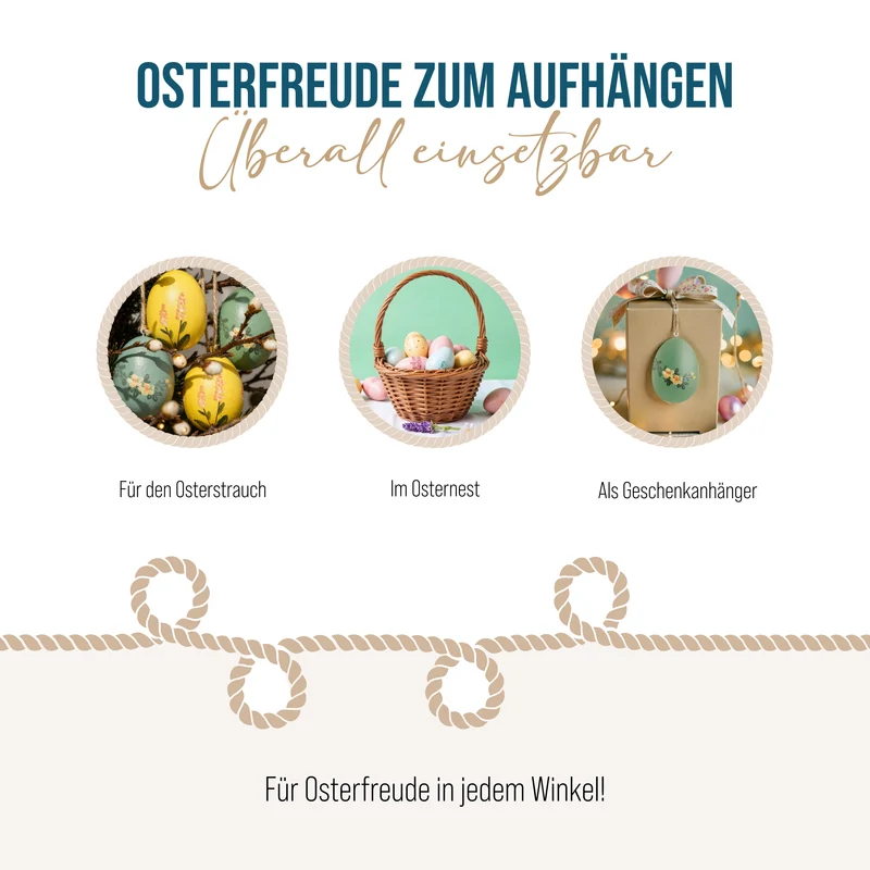 4 Nostalgie Ostereier zum Aufhängen gelb grün 7,5 cm