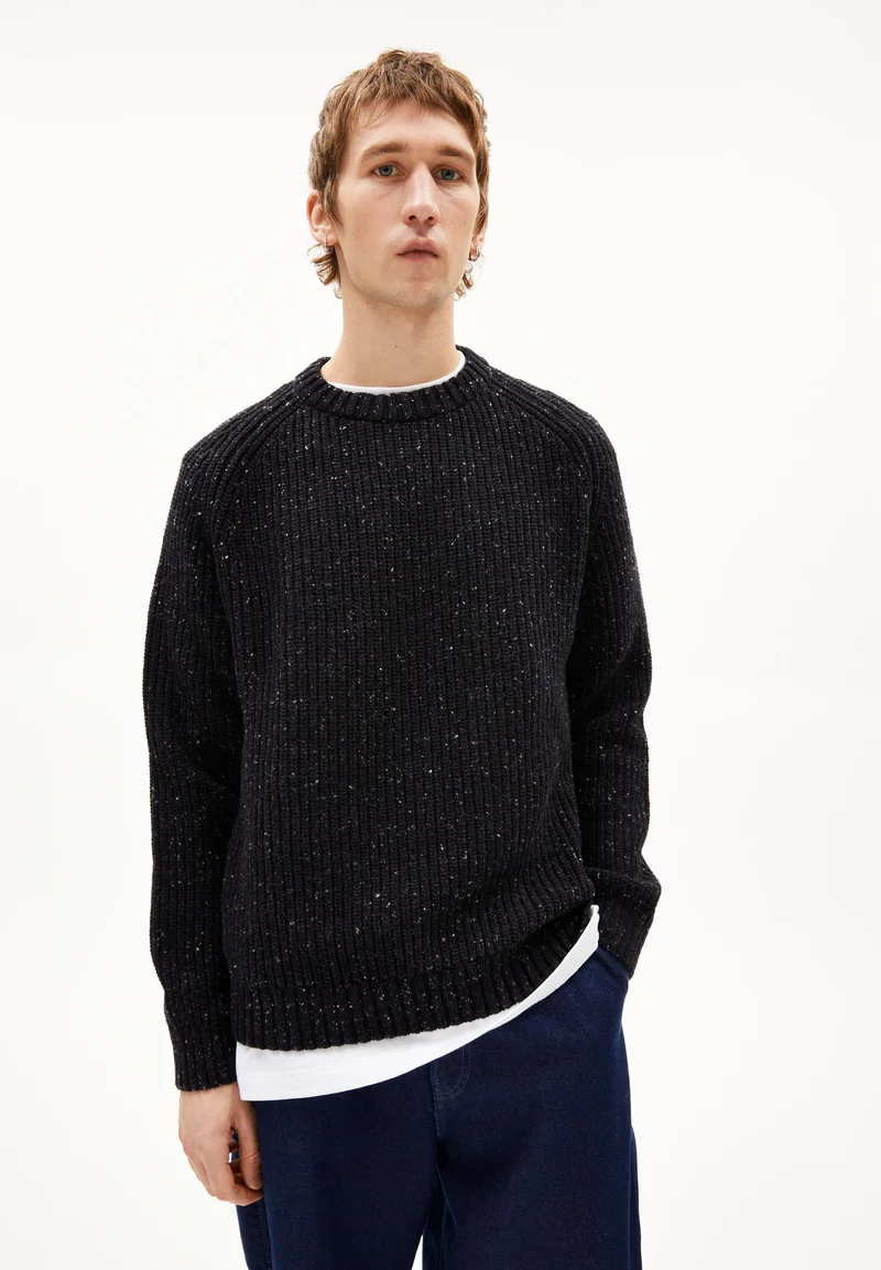 KIAANO TWEED-STRICKPULLOVER | black-oatmilk tweed