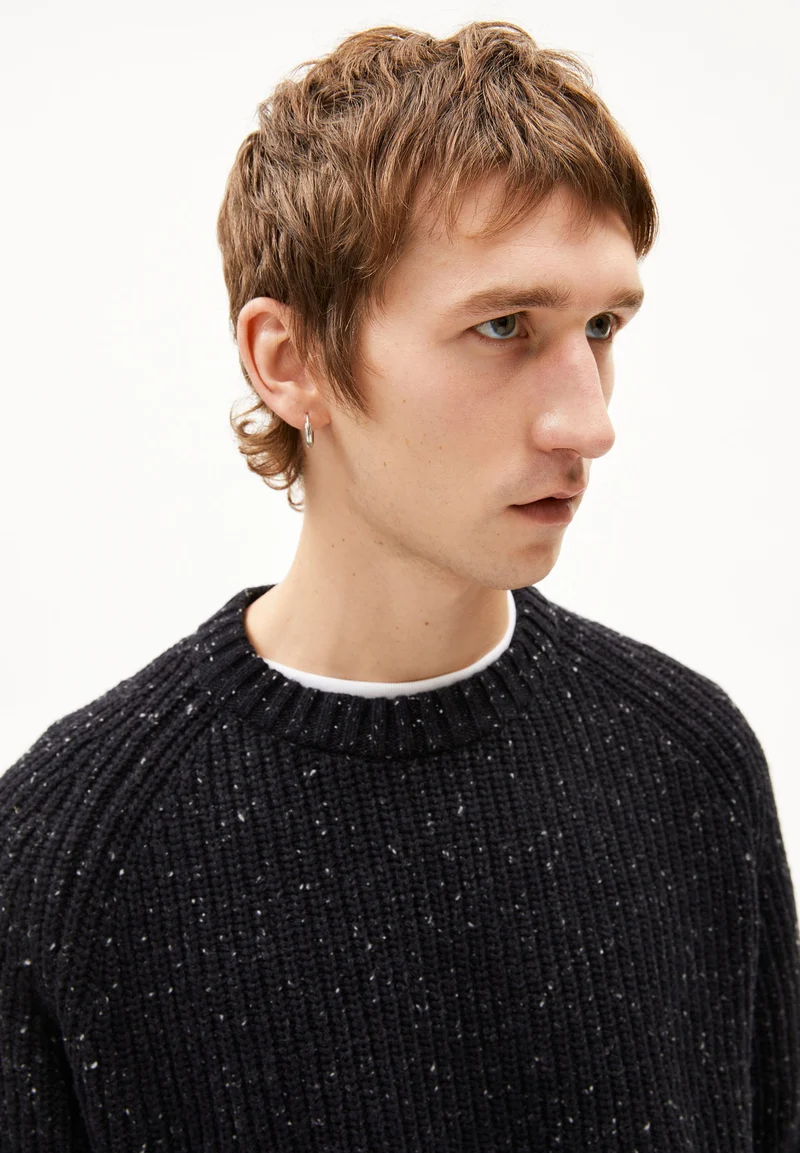KIAANO TWEED-STRICKPULLOVER | black-oatmilk tweed