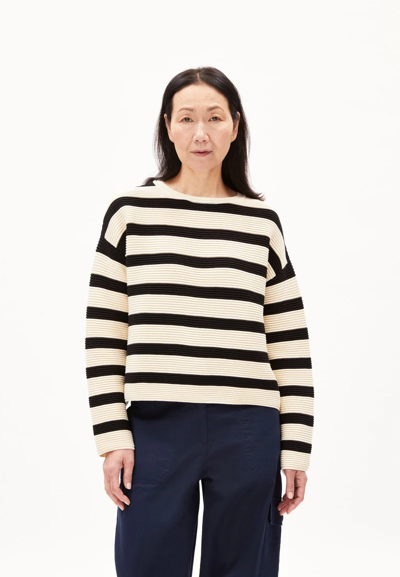MERINAA STRIPED | oatmilk-black