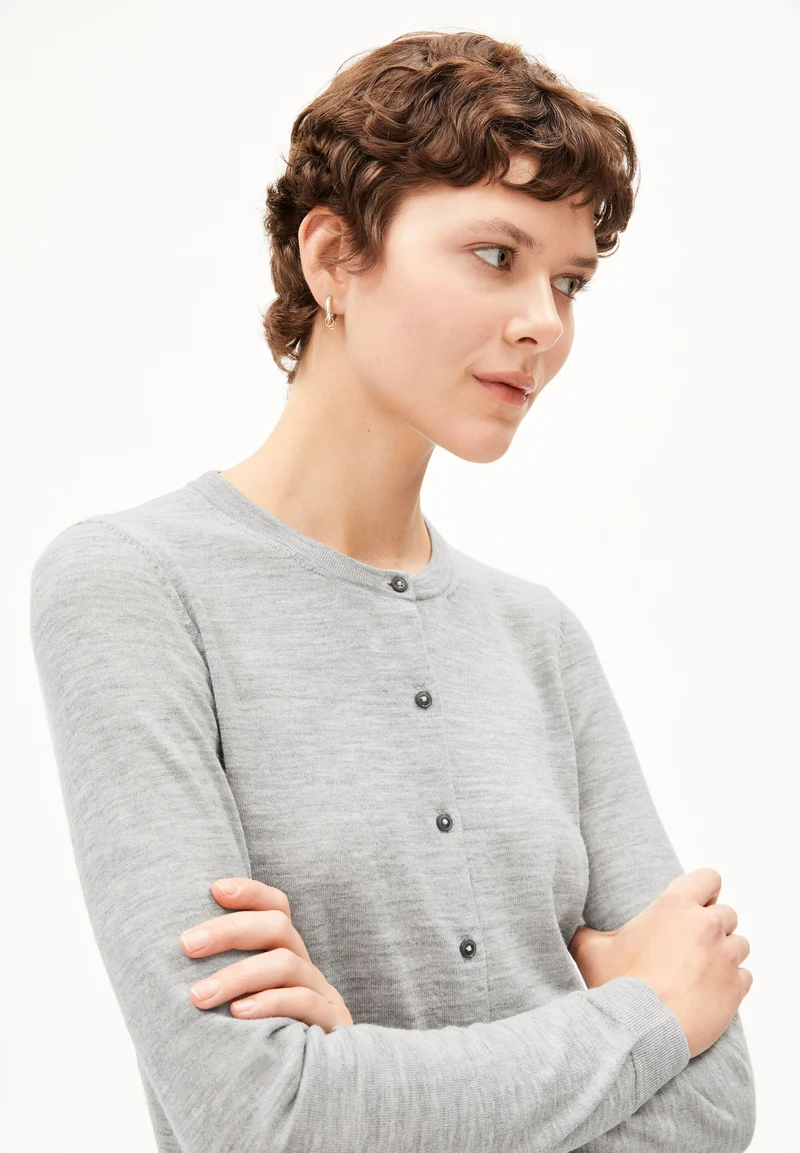 OPHALIAA MERINO STRICKJACKE | light grey melange