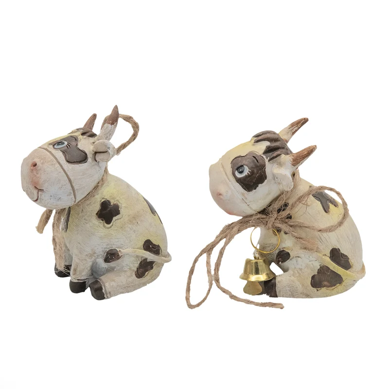 Logbuch-Verlag Deko Kühe 2er-Set aus Poly 6 cm braun schwarz – lustige Tierfiguren zum Hinstellen für Küche, Regal oder als Geschenk