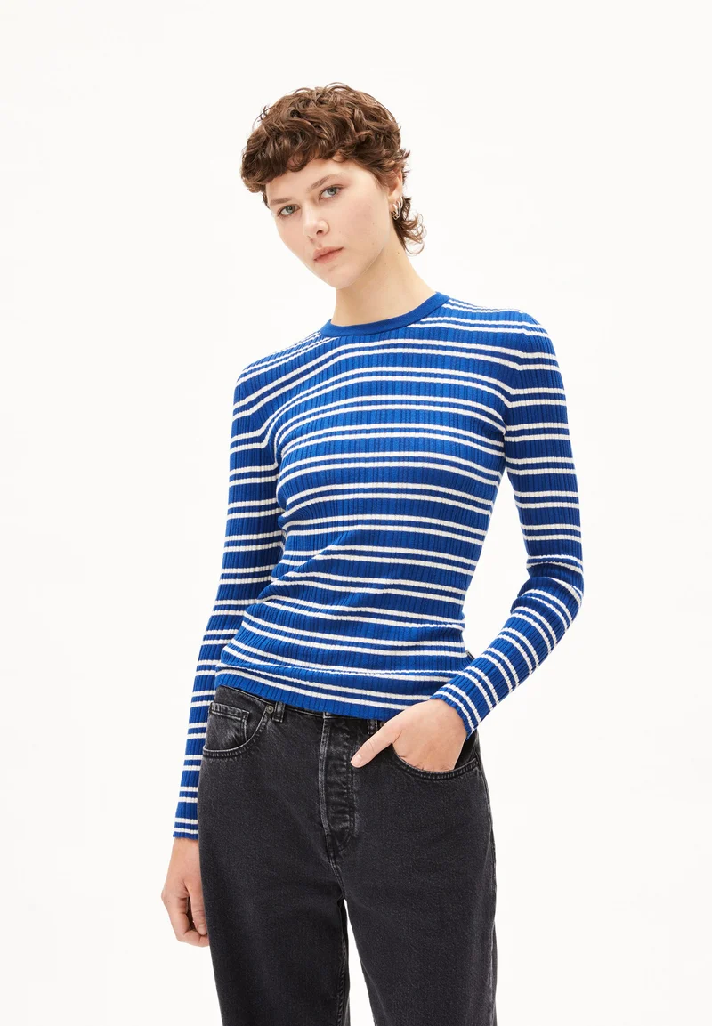 ALAANIA CHIFFRON STR | lapis blue-oatmilk