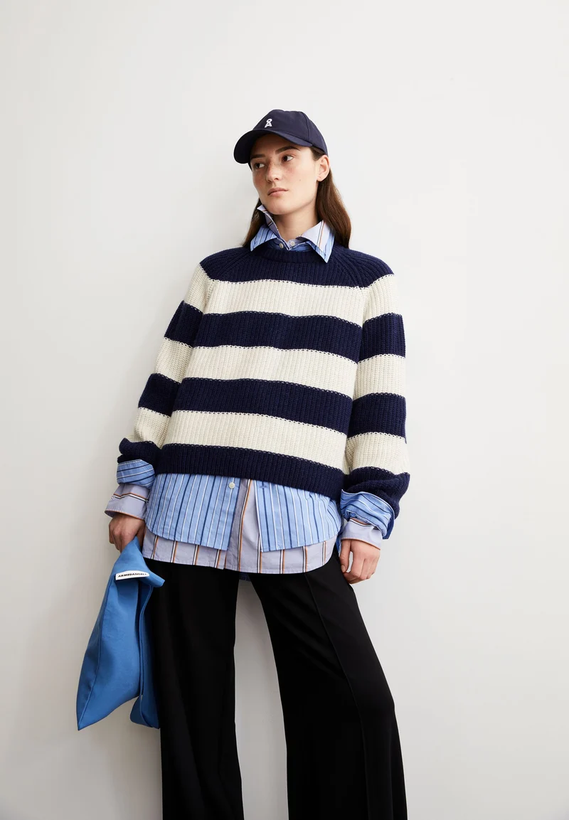 KAAGI STRIPES STRICKPULLOVER | tinted navy