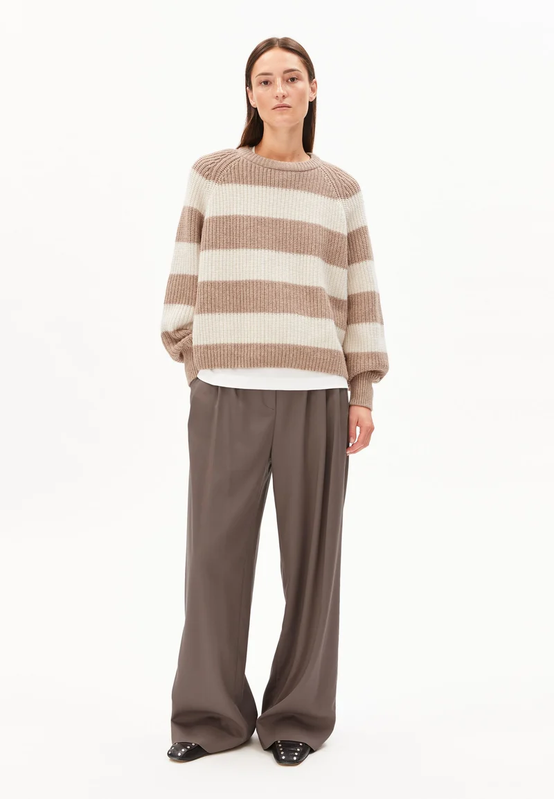 KAAGI STRIPES STRICKPULLOVER | camel melange