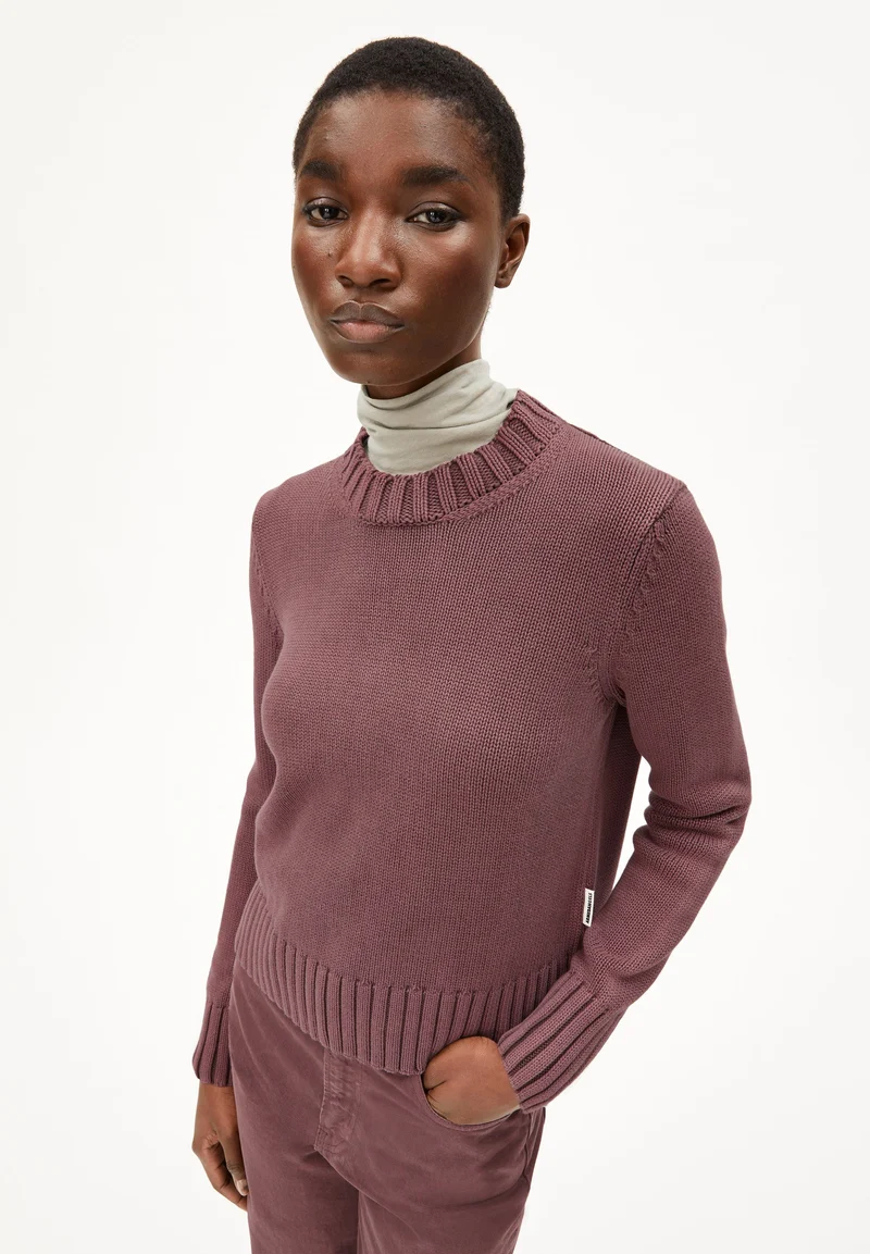AMALIAAS GMT DYE STRICKPULLOVER | dark berry