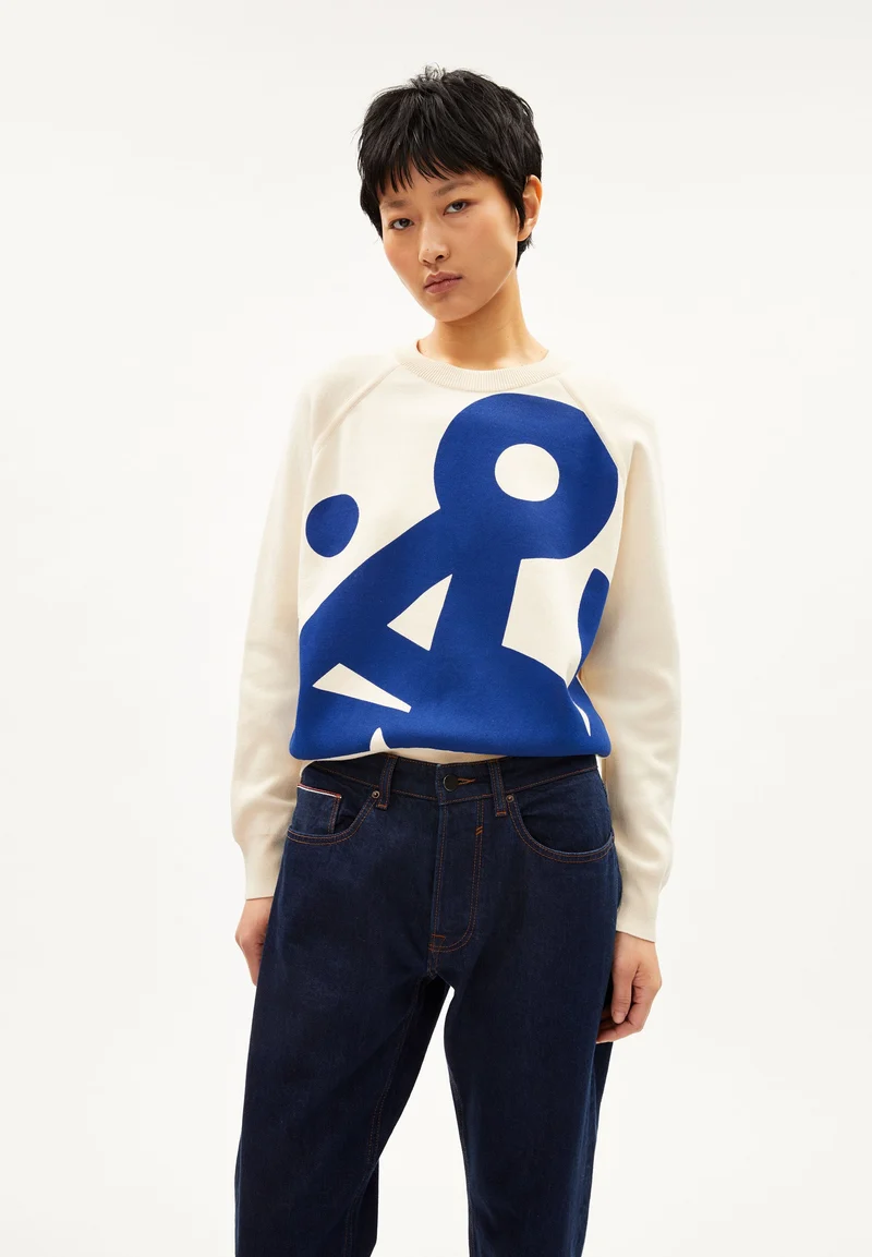 YADIRAA PLACED PRINT | oatmilk-warm blue