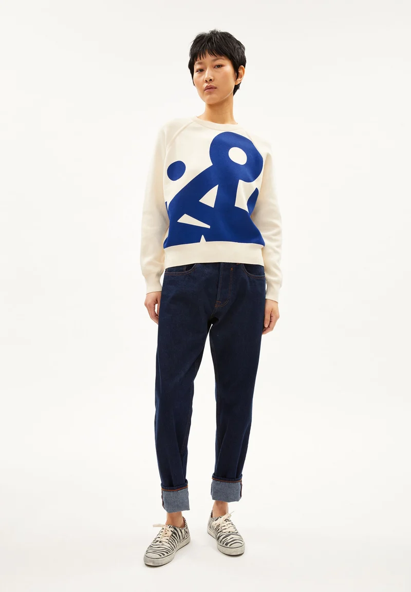 YADIRAA PLACED PRINT | oatmilk-warm blue