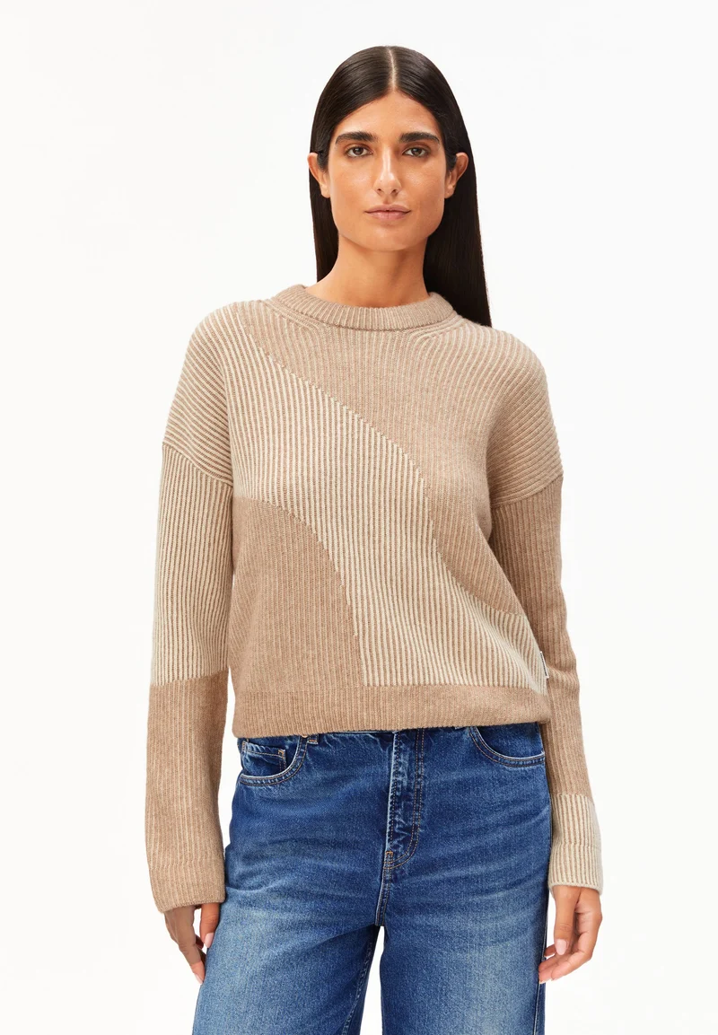 MAYRAA VANISE STRICKPULLOVER | camel melange-oatmilk