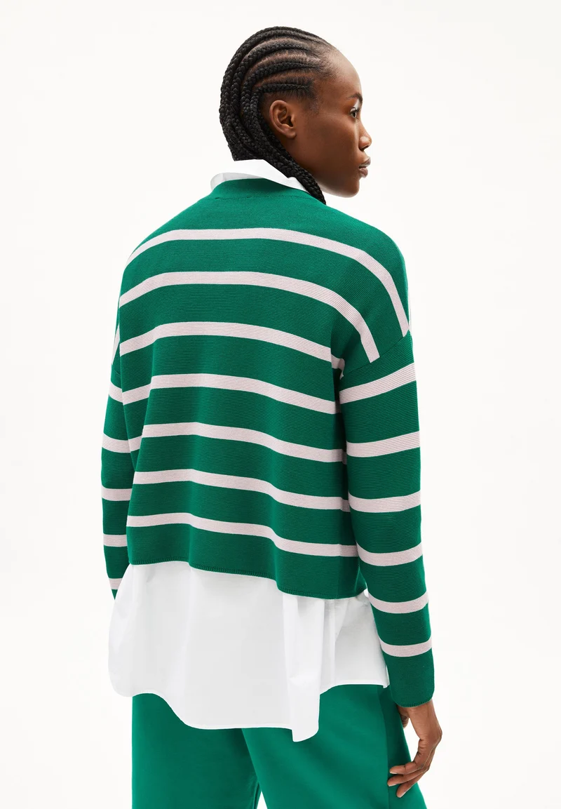 MERINAA STRIPES STRICKPULLOVER | emerald green-ice grape