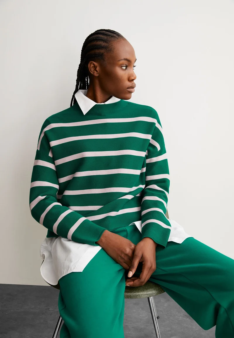 MERINAA STRIPES STRICKPULLOVER | emerald green-ice grape
